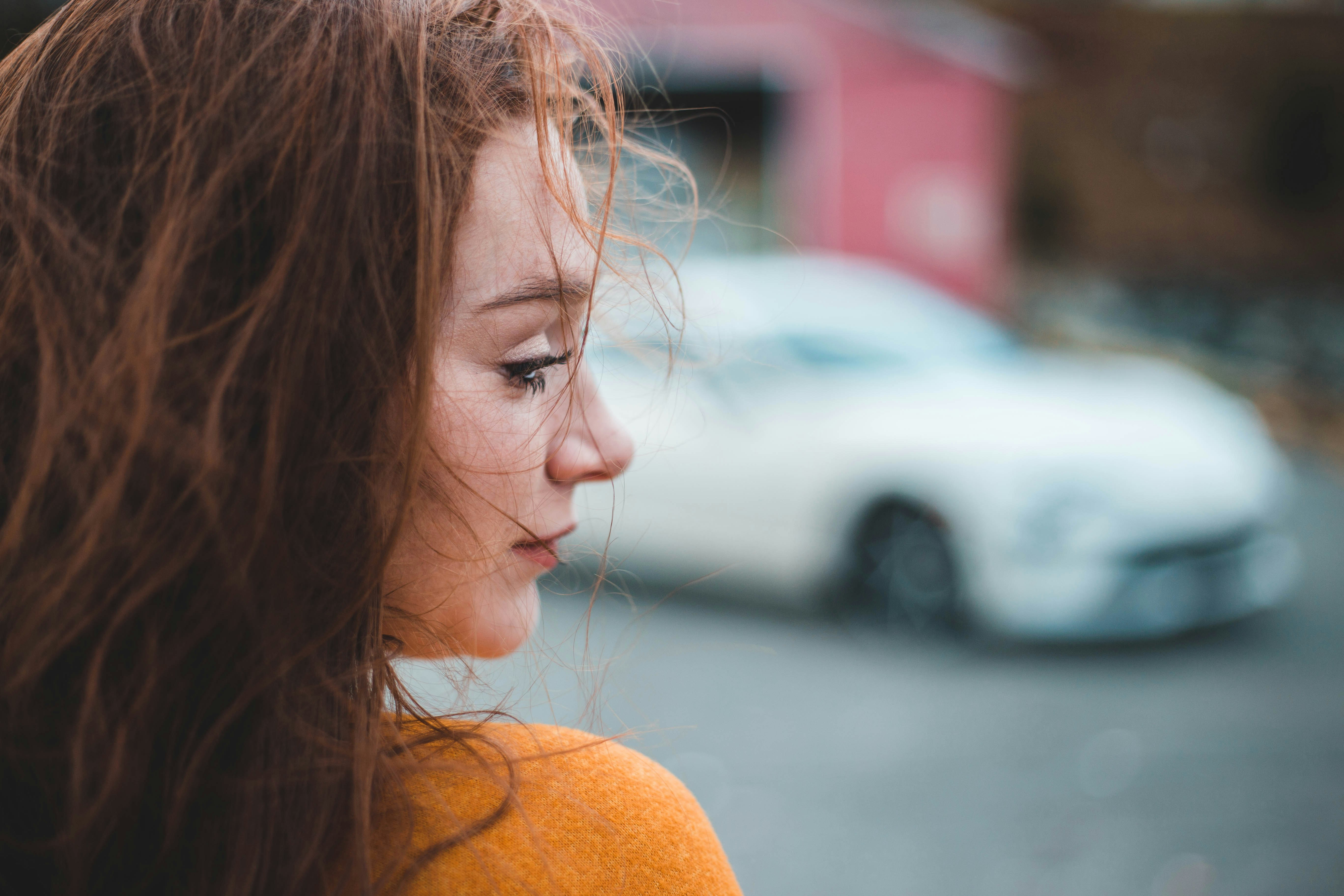 woman looking to her right